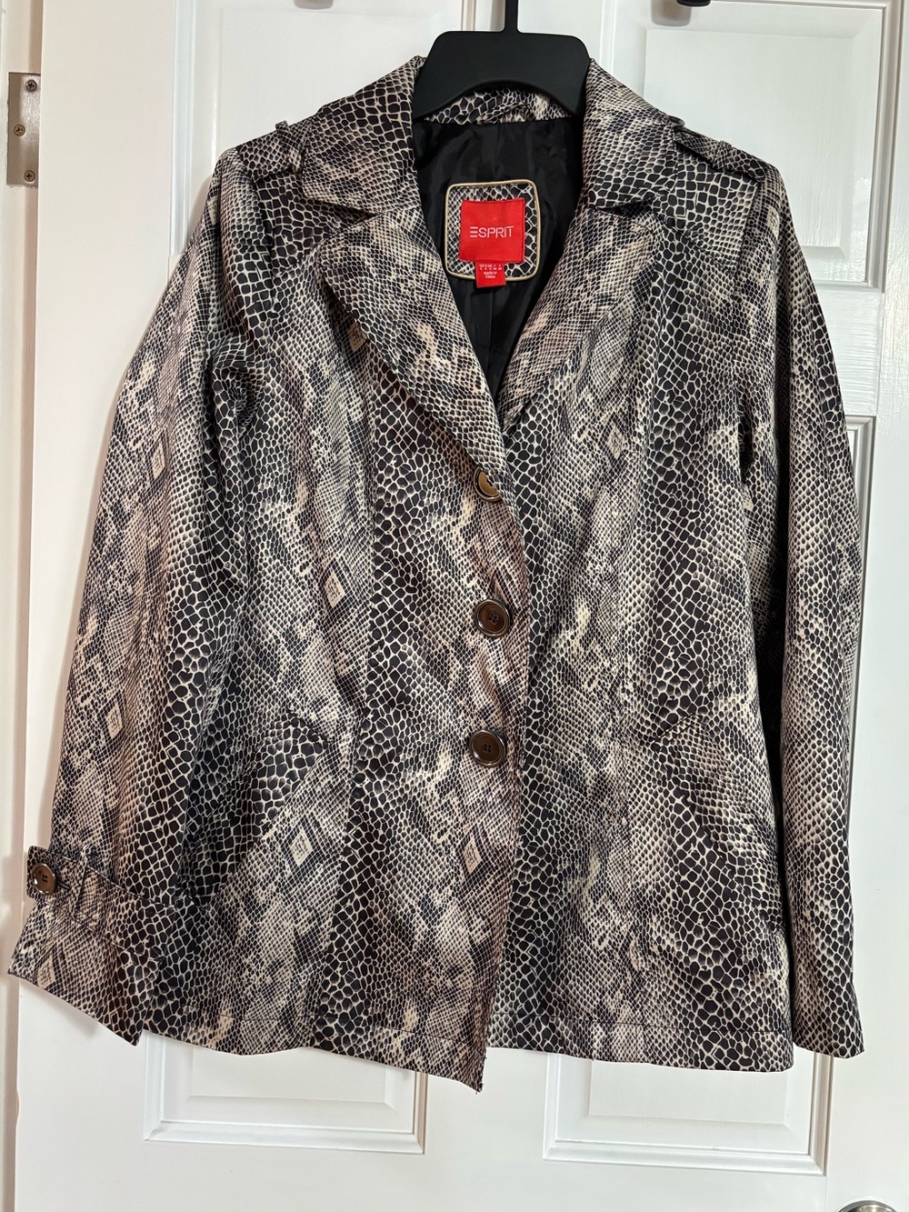 Esprit Women's Snake-Print Blazer in Black and Cream